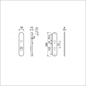 Ami VHB 250/15 KT veiligheidslangschild SKG*** kerntrekbeveiliging ovaal buitenlangschild 250/50/15 KT 72 F1 656006