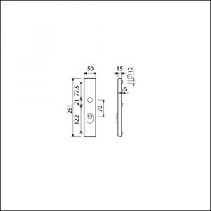 Ami VHB 250/15 KT veiligheidslangschild SKG*** kerntrekbeveiliging ovaal buitenlangschild 250/50/15 KT 70 F1 656008