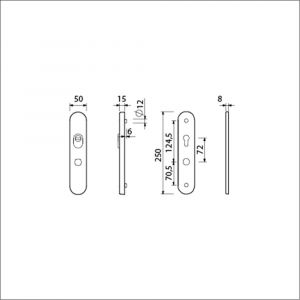 Ami VHB 250/15 KT senioren veiligheidslangschild SKG*** kerntrekbeveiliging ovaal omkeer VHB 250/50/15 buiten kerntrek KT 72 omkeer binnen profielcilinder PC 72 omkeer 2 GTS F1 deurdikte 38-42 mm 656163