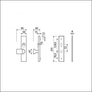 Ami VHB 250/15-145 KT senioren veiligheids knop-kruk langschildgarnituur SKG*** kerntrekbeveiliging ovaal omkeer VHB 250/50/15 KT 72 omkeer knop 145 en zonder deurkruk F1 deurdikte 38-42 mm 2G 656350