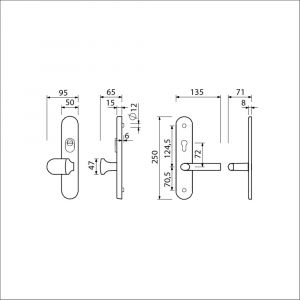 Ami VHB 250/15-145 KT senioren veiligheids knop-kruk langschildgarnituur SKG*** kerntrekbeveiliging ovaal omkeer VHB 250/50/15 KT 72 omkeer knop 145 en deurkruk 369 F1 deurdikte 38-42 mm 2G 656351