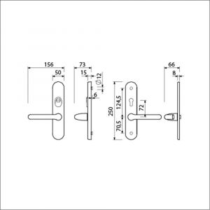 Ami VHB 250/15-386 KT senioren veiligheids Rotaveer kruk-kruk langschildgarnituur SKG*** kerntrekbeveiliging ovaal omkeer VHB 386 Rota250/50/15 KT 72 omkeer en profielcilinder PC 72 omkeer F1 deurdikte 38-42 mm 656731