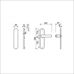 Ami VHB 250/50/1-378 veiligheids Rotaveer kruk-kruk langschildgarnituur SKG*** ovaal VHB 250/50/1 geheel blind 250/50/1 blind deurkruk 378 Rota F1 deurdikte 53-57 mm 689099