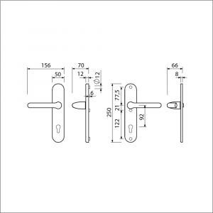 Ami VHB 250/50/1-386 veiligheids Rotaveer kruk-kruk langschildgarnituur SKG*** ovaal VHB 386 Rota 250/50/1 profielcilinder PC 92 F1 deurdikte 53-57 mm mm 689313