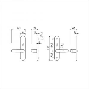 Ami VHB 250/50/1-378 senioren veiligheids Rotaveer kruk-kruk langschildgarnituur SKG** ovaal omkeer VHB deurkruk 378 Rota 250/50/1 profielcilinder PC 72 omkeer F1 en deurkruk 378 Rota profielcilinder PC 72 omkeer deurdikte 38-42 mm 689402