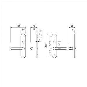 Ami VHB 250/50/1-386 senioren veiligheids Rotaveer kruk-kruk langschildgarnituur SKG** ovaal omkeer VHB deurkruk 386 Rota 250/50/1 profielcilinder PC 72 omkeer F1 deurdikte 53-57 mm 689413