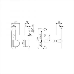 Ami VHB 250/50/1-90/83-386 senioren veiligheids Rotaveer duwer-kruk langschildgarnituur SKG** ovaal omkeer VHB 250/50/1 profielcilinder PC 72 omkeer deurduwer 90/83 rechts en deurkruk 386 Rota deurdikte 38-42 mm F1 689803