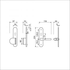 Ami VHB 250/50/1-90/83-386 senioren veiligheids Rotaveer duwer-kruk langschildgarnituur SKG** ovaal omkeer VHB 250/50/1 profielcilinder PC 72 omkeer deurduwer 90/83 links en deurkruk 386 Rota deurdikte 38-42 mm F1 689853