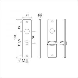 Ami 180/41 RH kortschild aluminium rondhoek toilet- en badkamersluiting WC 5/57 mm zwart RAL 9005 structuur finish 739161