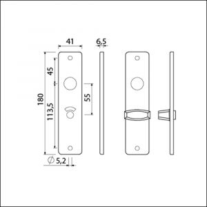 Ami 180/41 RH kortschild aluminium rondhoek toilet- en badkamersluiting WC 8/55 mm zwart RAL 9005 structuur finish 739165