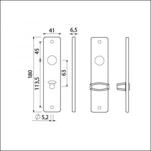 Ami 180/41 RH kortschild aluminium rondhoek toilet- en badkamersluiting WC 8/63 mm zwart RAL 9005 structuur finish 739166