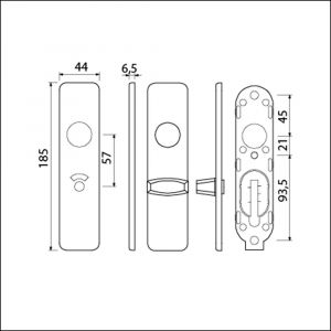 Ami 185/44 Klik kortschild aluminium toilet- en badkamersluiting WC 5x57 mm zwart RAL 9005 structuur finish toilet- en badkamersluiting WC knop Ami groot 739261