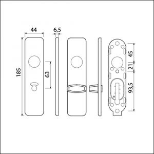 Ami 185/44 Klik kortschild aluminium toilet- en badkamersluiting WC 8x63 mm zwart RAL 9005 structuur finish toilet- en badkamersluiting WC knop Ami groot 739266