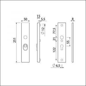 Ami VHB 251/15 KT veiligheidslangschild SKG*** kerntrekbeveiliging VHB 251/50/15 buiten KT 55 binnen profielcilinder PC 55 zwart deurdikte 38-42 mm 739710