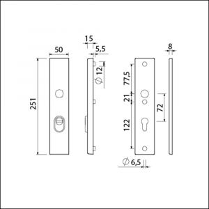 Ami VHB 251/15 KT veiligheidslangschild SKG*** kerntrekbeveiliging VHB 251/50/15 buiten KT 72 binnen profielcilinder PC 72 zwart deurdikte 38-42 mm 739720