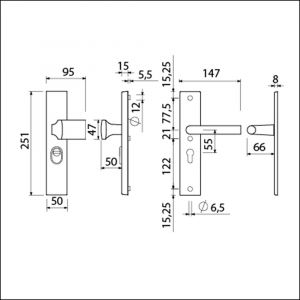 Ami VHB 251/15-144 KT veiligheidsvoordeur-knoplangschildgarnituur SKG*** kerntrekbeveiliging VHB 251/15 KT 55 knop 144 en deurkruk 374 profielcilinder PC 55 zwart RAL 9005 structuur finish deurdikte 38-42 mm 739740