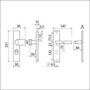 Ami VHB 251/15-144 KT veiligheidsvoordeur-knoplangschildgarnituur SKG*** kerntrekbeveiliging VHB 251/15 KT 72 knop 144 en deurkruk 374 profielcilinder PC 72 zwart RAL 9005 structuur finish deurdikte 38-42 mm R9005Str 739750