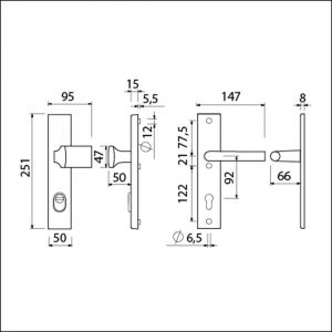 Ami VHB 251/15-144 KT veiligheidsvoordeur-knoplangschildgarnituur SKG*** kerntrekbeveiliging VHB 251/15 KT 92 knop 144 en deurkruk 374 profielcilinder PC 92 zwart RAL 9005 structuur finish deurdikte 38-42 mm R9005Str 739760