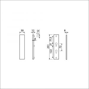 Ami VHB 251/50 veiligheidslangschild SKG*** VHB 251/50 buiten geheel blind binnen profielcilinder PC 72 F2 deurdikte 38-42 mm 800026