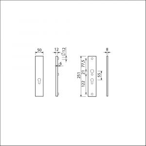 Ami VHB 251/50 veiligheidslangschild SKG*** VHB 251/50 buiten zonder krukgat binnen profielcilinder PC 55 F2 deurdikte 38-42 mm 800044