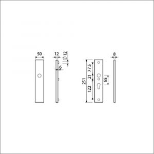 Ami VHB 251/50 veiligheidslangschild SKG*** VHB 251/50 buiten blind binnen profielcilinder PC 55 F2 deurdikte 53-57 mm 800073