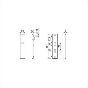 Ami VHB 251/50 veiligheidslangschild SKG*** VHB 251/50 buiten blind binnen profielcilinder PC 72 F2 deurdikte 53-57 mm 800076