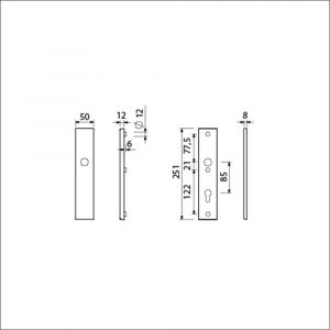 Ami VHB 251/50 veiligheidslangschild SKG*** VHB 251/50 buiten blind binnen profielcilinder PC 85 F2 deurdikte 53-57 mm 800079