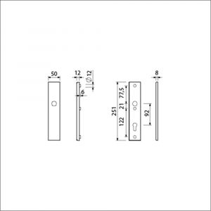 Ami VHB 251/50 veiligheidslangschild SKG*** VHB 251/50 buiten blind binnen profielcilinder PC 92 F2 deurdikte 53-57 mm 800082