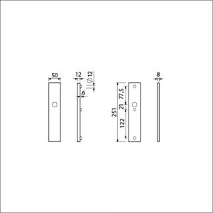 Ami VHB 251/50 veiligheidslangschild SKG*** VHB 251/50 buiten en binnen blind F2 deurdikte 38-42 mm 800101