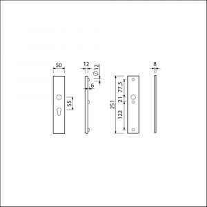 Ami VHB 251/50 veiligheidslangschild SKG*** VHB 251/50 buiten profielcilinder PC 55 binnen blind F2 deurdikte 38-42 mm 800123