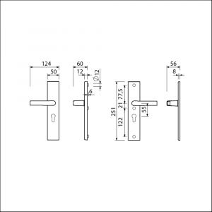 Ami VHB 251/50 veiligheidslangschild SKG*** VHB 251/50 buiten en binnen profielcilinder PC 55 deurkruk 332 F2 deurdikte 38-42 mm 800125