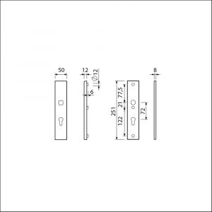 Ami VHB 251/50 veiligheidslangschild SKG*** VHB 251/50 buiten en binnen profielcilinder PC 72 F2 deurdikte 38-42 mm 800141