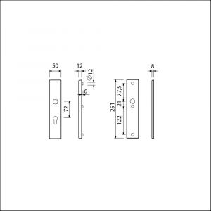 Ami VHB 251/50 veiligheidslangschild SKG*** VHB 251/50 buiten profielcilinder PC 72 binnen blind F2 deurdikte 38-42 mm 800143