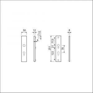 Ami VHB 251/50 veiligheidslangschild SKG*** VHB 251/50 buiten en binnen profielcilinder PC 70 F2 deurdikte 38-42 mm 800161