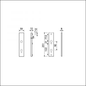 Ami VHB 251/50 veiligheidslangschild SKG*** VHB 251/50 buiten en binnen profielcilinder PC 92 F2 deurdikte 38-42 mm 800191