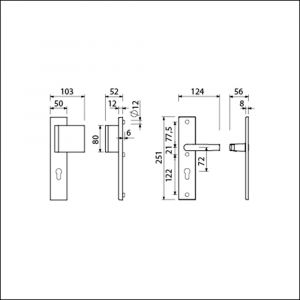 Ami VHB 251/50-90/80 veiligheidsvoordeur-duwerlangschildgarnituur SKG*** VHB 251/50 profielcilinder PC 72 deurduwer 90/80 rechts F2 profielcilinder PC 72 en deurkruk 332 deurdikte 38-42 mm 802405