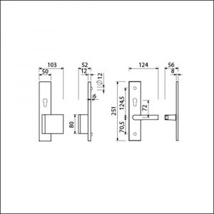 Ami VHB 251/50-90/80 senioren veiligheidsvoordeur-duwerlangschildgarnituur SKG** omkeer VHB 251/50 profielcilinder PC 72 omkeer deurduwer 90/80 rechts F2 en profielcilinder PC 72 omkeer deurkruk 332 deurdikte 38-42 mm 802503