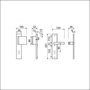 Ami VHB 251/50-90/80 veiligheidsvoordeur-duwerlangschildgarnituur SKG*** VHB 251/50 profielcilinder PC 85 deurduwer 90/80 rechts F2 profielcilinder PC 85 en deurkruk 332 M6 deurdikte 38-42 mm 802605