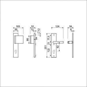 Ami VHB 251/50-90/80 veiligheidsvoordeur-duwerlangschildgarnituur SKG*** VHB 251/50 profielcilinder PC 92 deurduwer 90/80 rechts F2 profielcilinder PC 92 en deurkruk 332 deurdikte 38-42 mm 802805