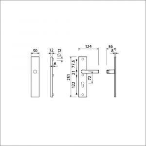 Ami VHB 251/50 veiligheidslangschild SKG*** VHB 251/50 buiten blind binnen profielcilinder PC 72 met deurkruk 332 F1 deurdikte 38-42 mm 803056