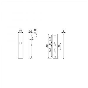 Ami VHB 251/50 veiligheidslangschild SKG*** VHB 251/50 buiten blind binnen profielcilinder PC 70 F1 deurdikte 53-57 mm 803091