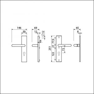 Ami VHB 251/50 veiligheidslangschild SKG*** VHB 356 vastdraaibaar 251/50 buiten en binnen profielcilinder PC 72 F1 deurdikte 38-42 mm 803150