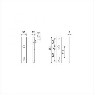 Ami VHB 251/50 veiligheidslangschild SKG*** VHB 251/50 buiten en binnen profielcilinder PC 110 F1 deurdikte 38-42 mm 803198