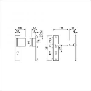 Ami VHB 251/50-90/80 veiligheidsvoordeur-duwerlangschildgarnituur SKG*** VHB 251/50 profielcilinder PC 72 deurduwer 90/80 rechts F1 profielcilinder PC 72 en deurkruk 356 deurdikte 53-57 mm 803419