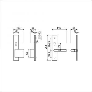 Ami VHB 251/50-90/80 senioren veiligheidsvoordeur-duwerlangschildgarnituur SKG** omkeer VHB 251/50 profielcilinder PC 72 omkeer deurduwer 90/80 rechts F1 en profielcilinder PC 72 omkeer deurkruk 356 deurdikte 53-57 mm 803513