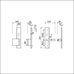 Ami VHB 251/50-90/80 senioren veiligheidsvoordeur-duwerlangschildgarnituur SKG** omkeer VHB 251/50 profielcilinder PC 72 omkeer deurduwer 90/80 links F1 en profielcilinder PC 72 omkeer deurkruk 356 deurdikte 38-42 mm 803565