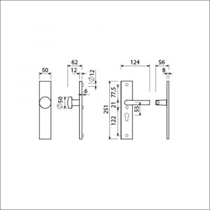 Ami VHB 251/50-169/50 veiligheidsvoordeur-knoplangschildgarnituur SKG*** VHB 251/50 knop 169/50 buiten blind binnen profielcilinder PC 55 en deurkruk 332 F1 deurdikte 38-42 mm 804002