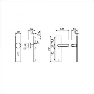 Ami VHB 251/50-169/50 veiligheidsvoordeur-knoplangschildgarnituur SKG*** VHB 251/50 knop 169/50 buiten profielcilinder PC 72 binnen blind deurkruk 332 F1 deurdikte 38-42 mm 804026