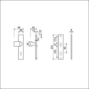 Ami VHB 251/50-144 veiligheidsvoordeur-knoplangschildgarnituur SKG*** VHB 251/50 profielcilinder PC 92 knop Varo 144 F1 profielcilinder PC 92 en zonder deurkruk deurdikte 38-42 mm 804850