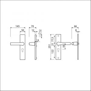 Ami VHB 251/50-379 veiligheids Rotaveer kruk-kruk langschildgarnituur SKG*** VHB deurkruk 379 Rota 251/50 profielcilinder PC 55 F1 en deurkruk 379 Rota 251/50 profielcilinder PC 55 deurdikte 38-42 mm 809100